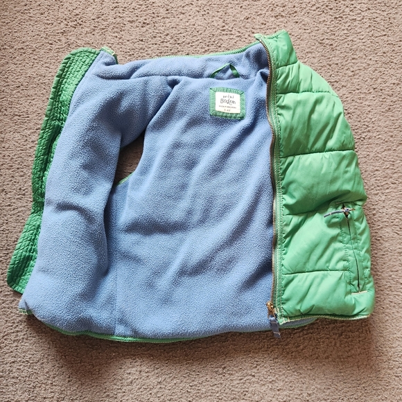 MINI BODEN Kids Puffer Jacket Size 5 Green Quilted Flannel Lined Full Zip Winter - Picture 7 of 11